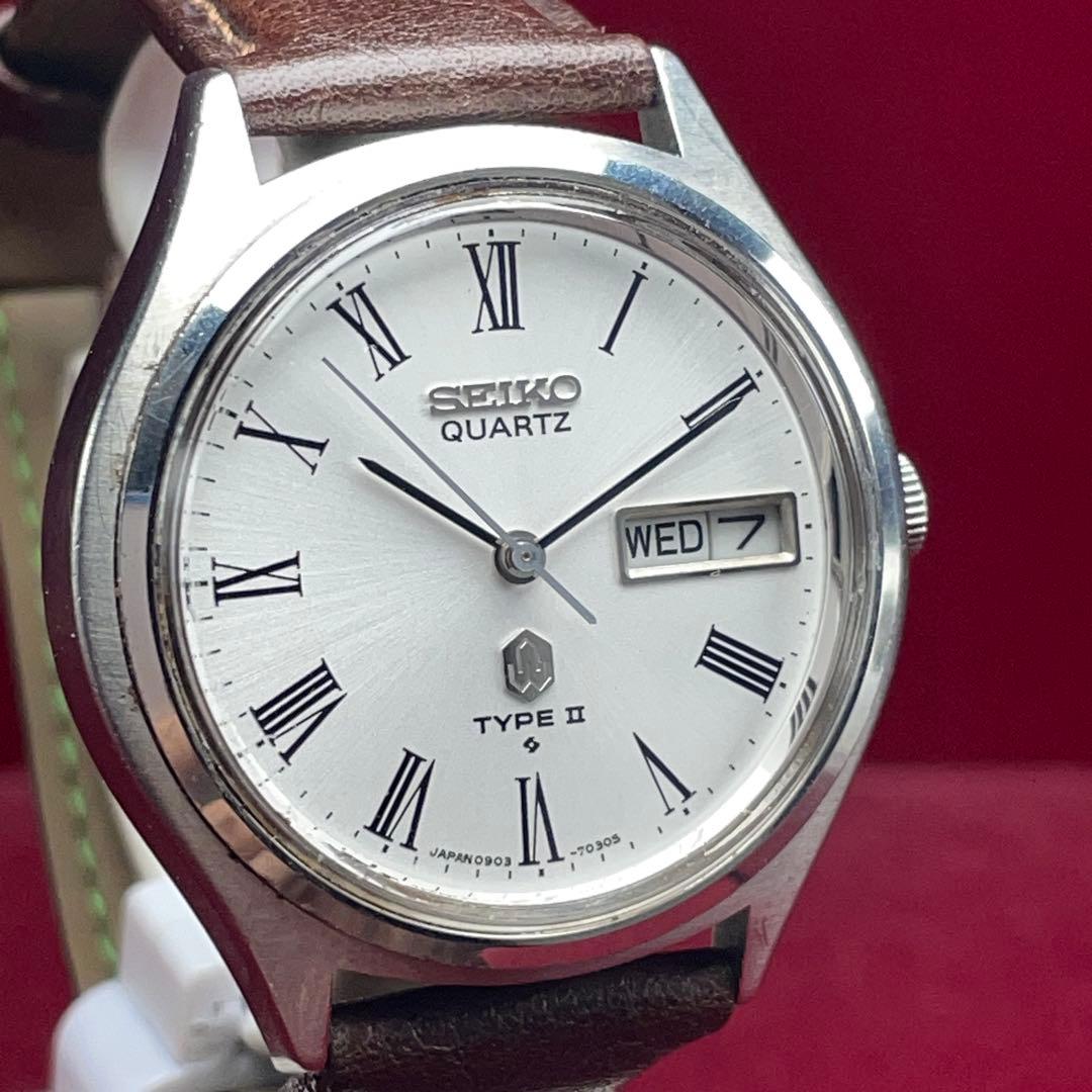 1976年製 SEIKO TYPEⅡ 高級 クォーツ 電池交換済 日本製 ヘソ付