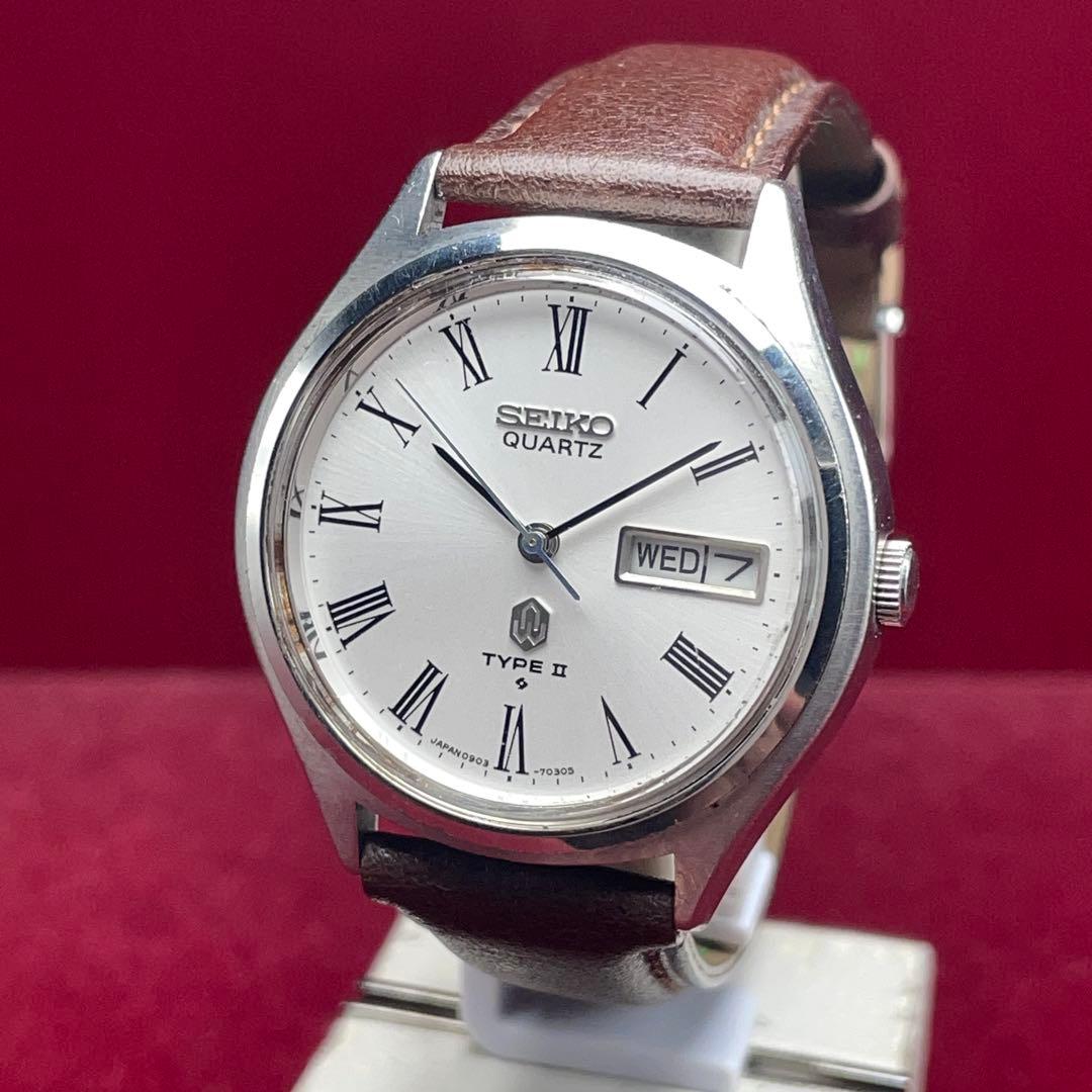 1976年製 SEIKO TYPEⅡ 高級 クォーツ 電池交換済 日本製 ヘソ付