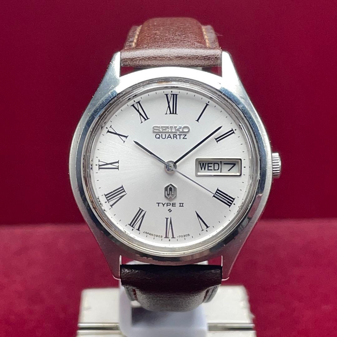 1976年製 SEIKO TYPEⅡ 高級 クォーツ 電池交換済 日本製 ヘソ付