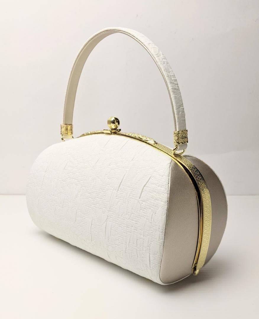 ふくれ織 草履 バッグ セット ホワイト ゴールド フリーサイズ U33-1