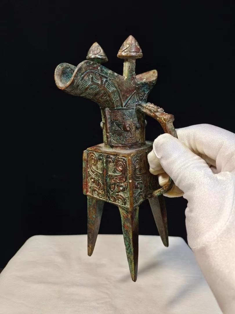 中国古美術品·旧蔵珍品·貴族用器皿·古青銅器★爵杯★飲酒器·文房置物·風水開運