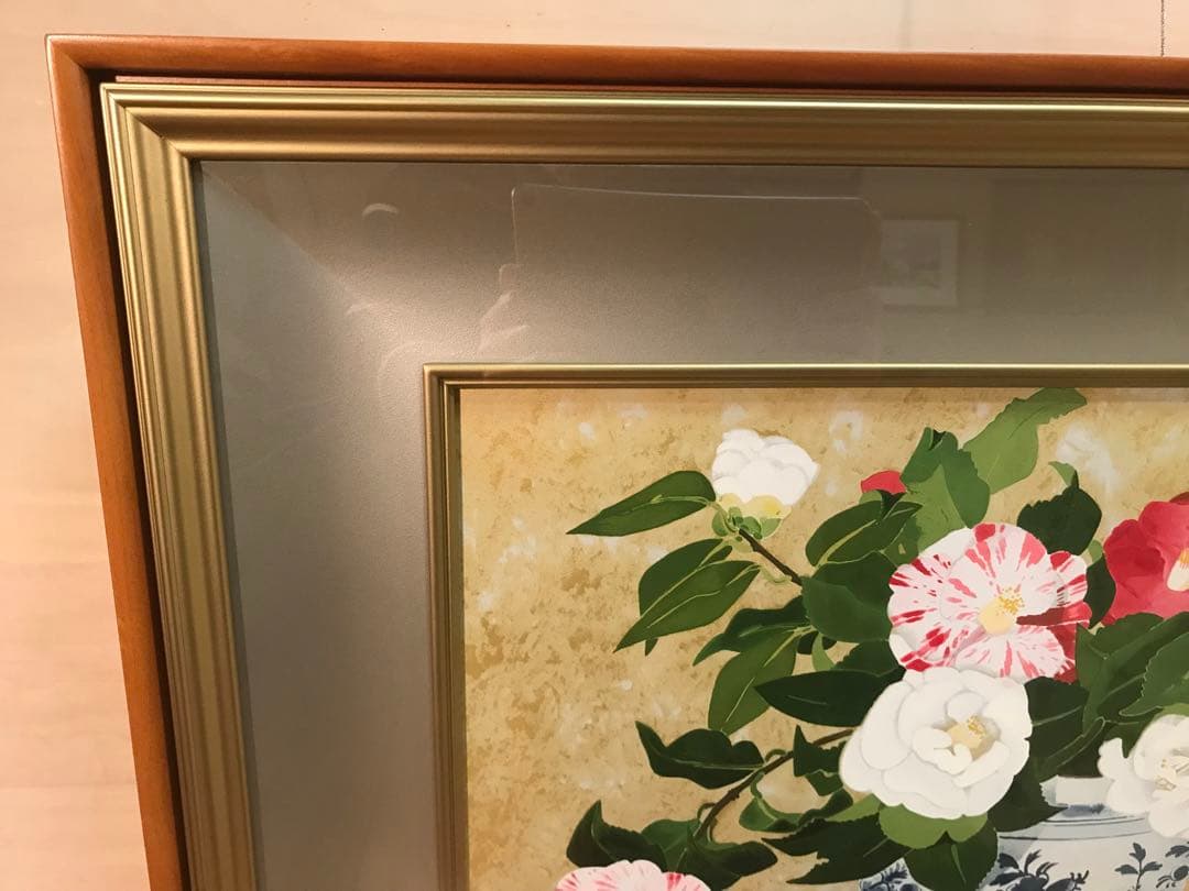 リリーさま専用　小倉遊亀「椿」シルクスクリーン　刷り込みサイン・作品証明シール有