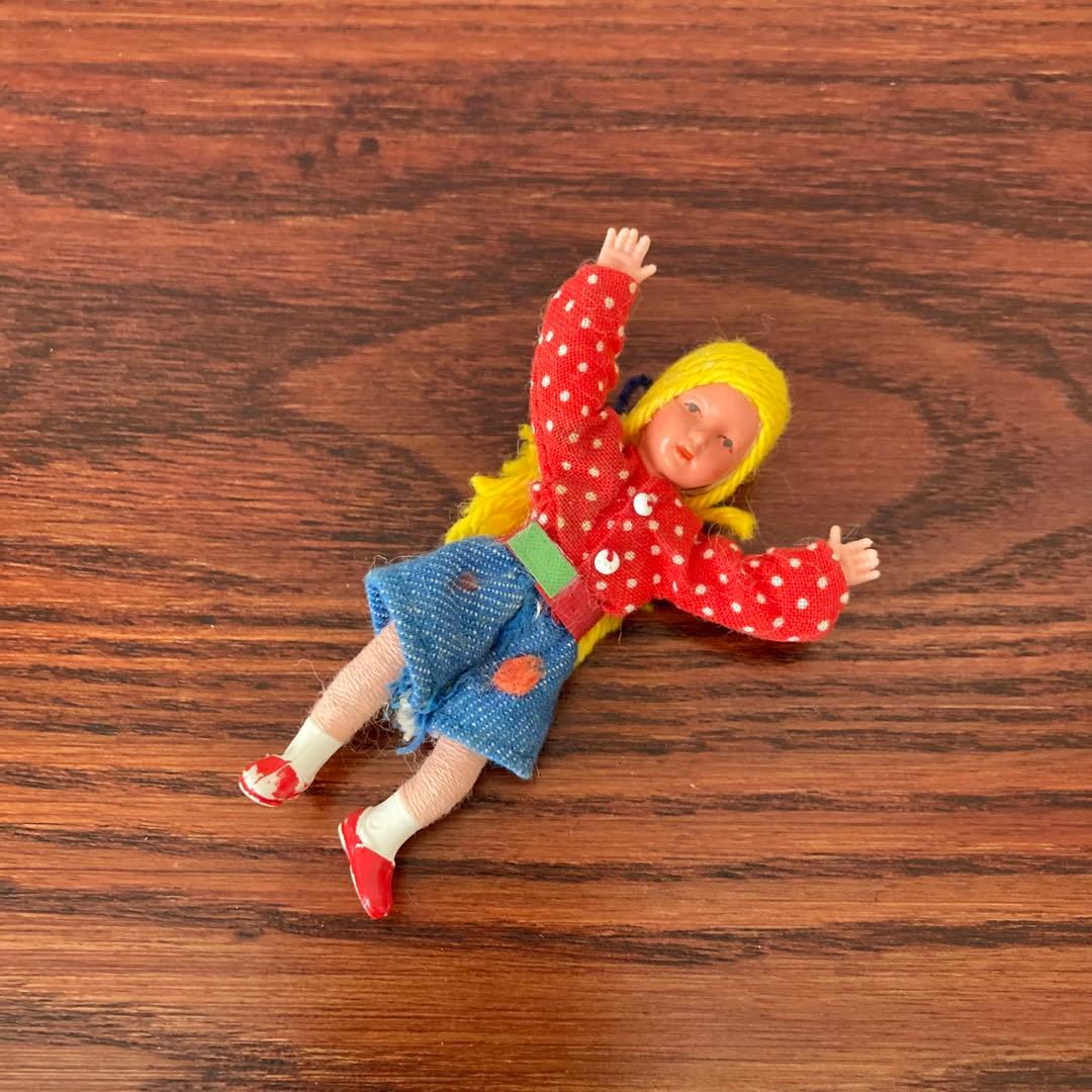 金髪の女の子　CACO　人形　ミニチュア　ドールハウス　ドイツ　ヴィンテージ