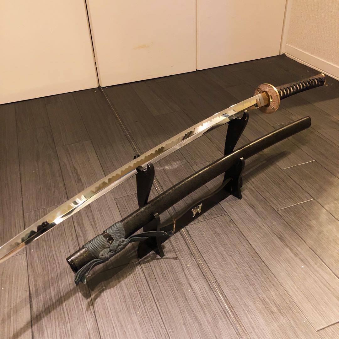 高級模造刀　居合刀　金の鍔　緑拵え