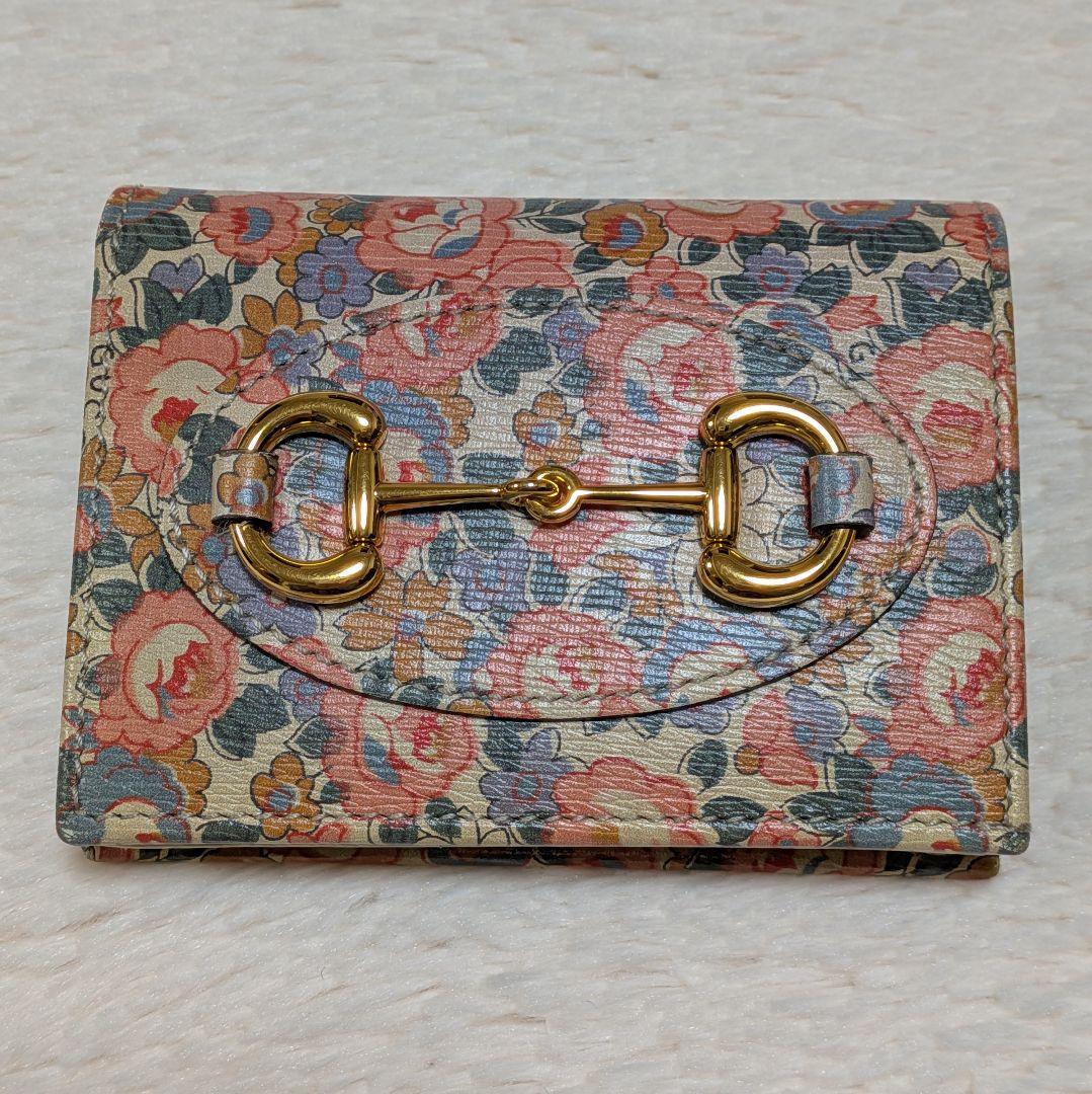 希少✨️グッチ × リバティ 二つ折り財布 コンパクトウォレット ホースビット