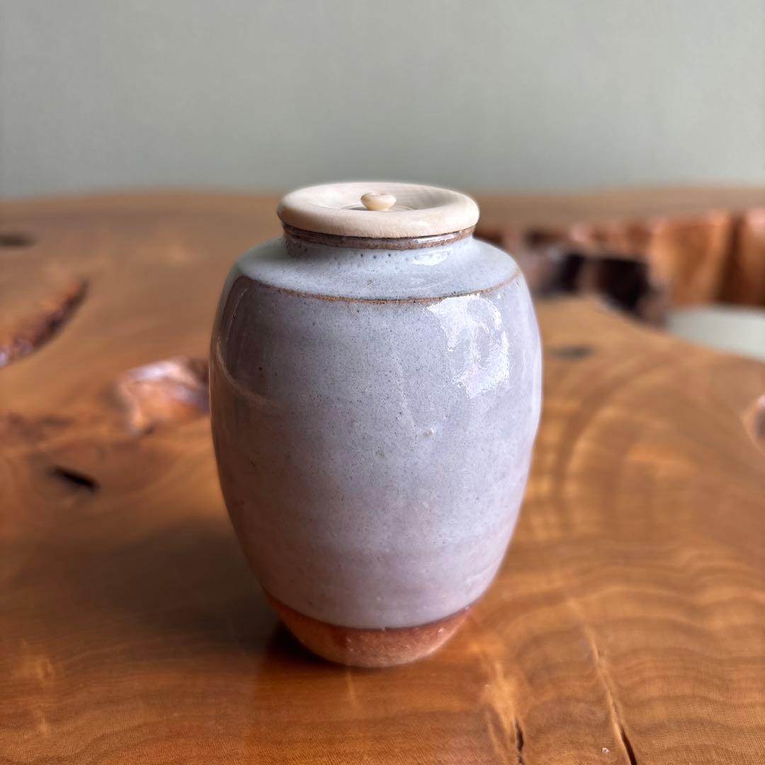 【訳あり】萩焼 松野龍司作 茶入 緑栄窯 茶道具 共箱 仕覆付き