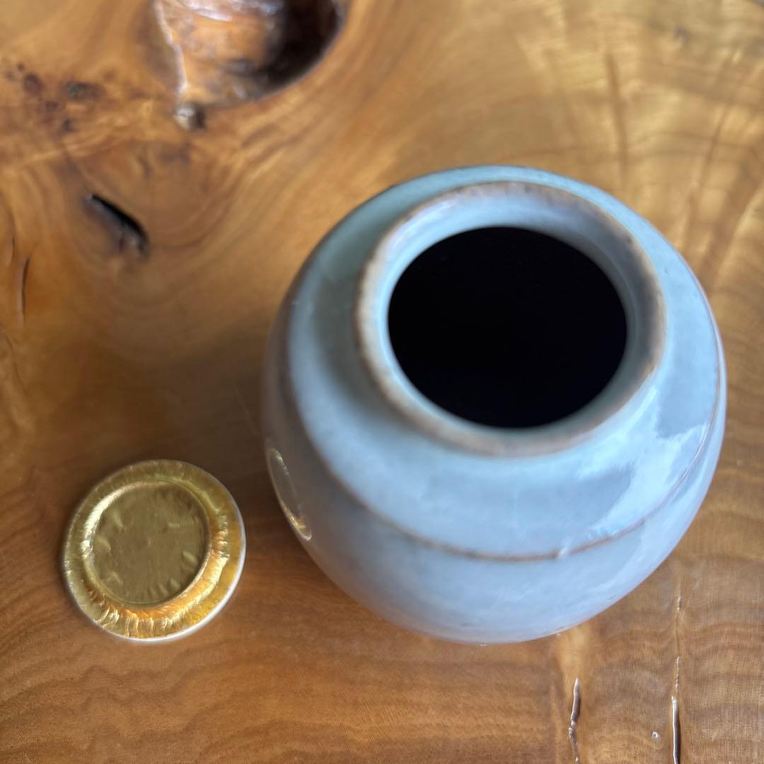 【訳あり】萩焼 松野龍司作 茶入 緑栄窯 茶道具 共箱 仕覆付き