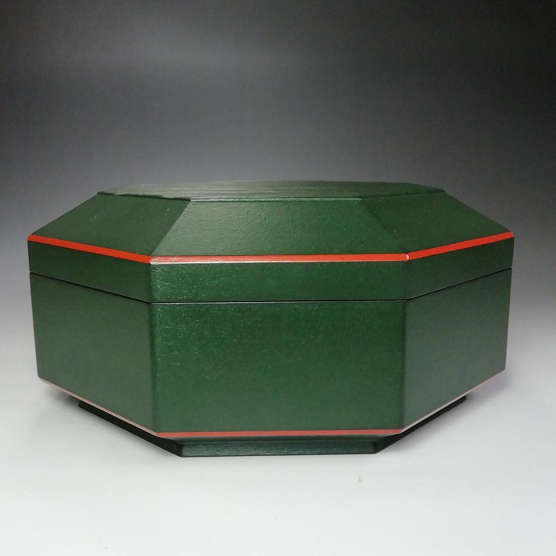 Ｓ６３２　食籠　『青漆瓜紅一閑摺上ゲ』『上杉満樹作』　共箱　茶道具