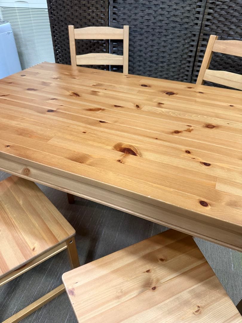 【洗浄消毒作業済】IKEA ダイニングテーブル&チェア4脚　ヨックモック