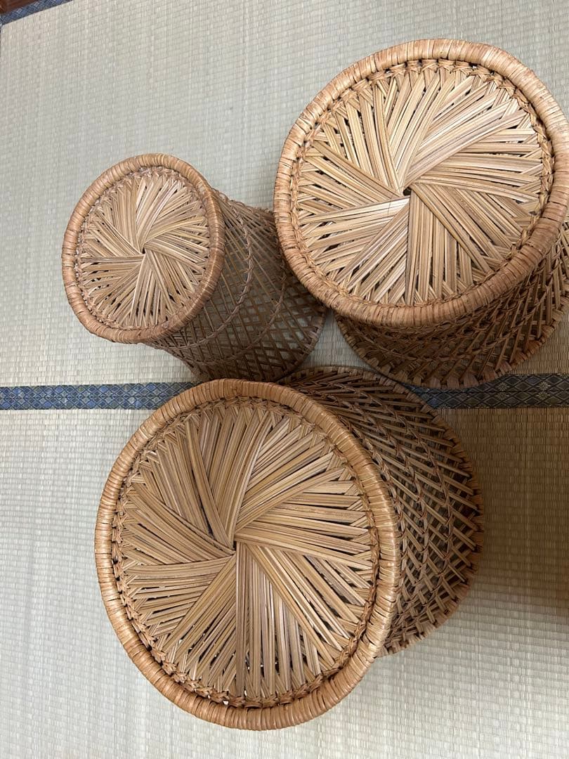 籐製スツール3点セット