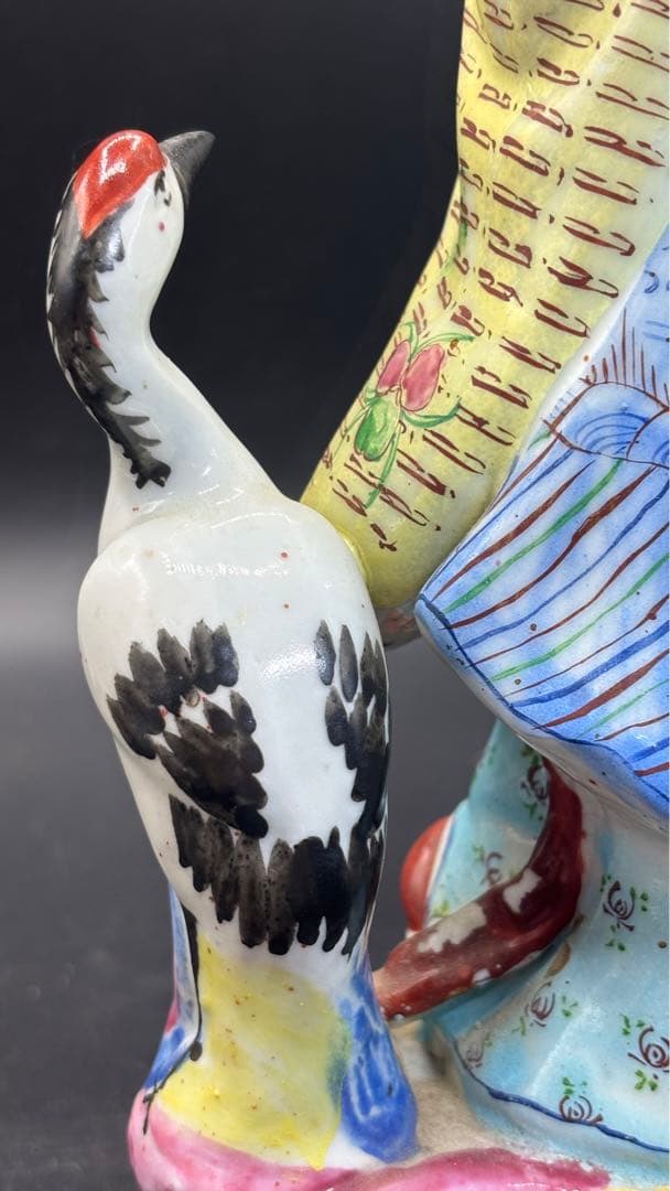 001 中国美術 中国古玩 色絵陶人形 高さ34cm 置物 オブジェ 古董品