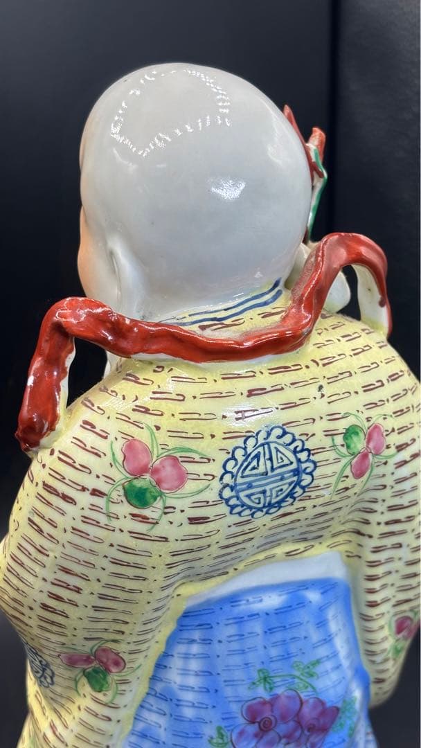 001 中国美術 中国古玩 色絵陶人形 高さ34cm 置物 オブジェ 古董品