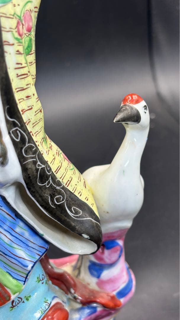 001 中国美術 中国古玩 色絵陶人形 高さ34cm 置物 オブジェ 古董品