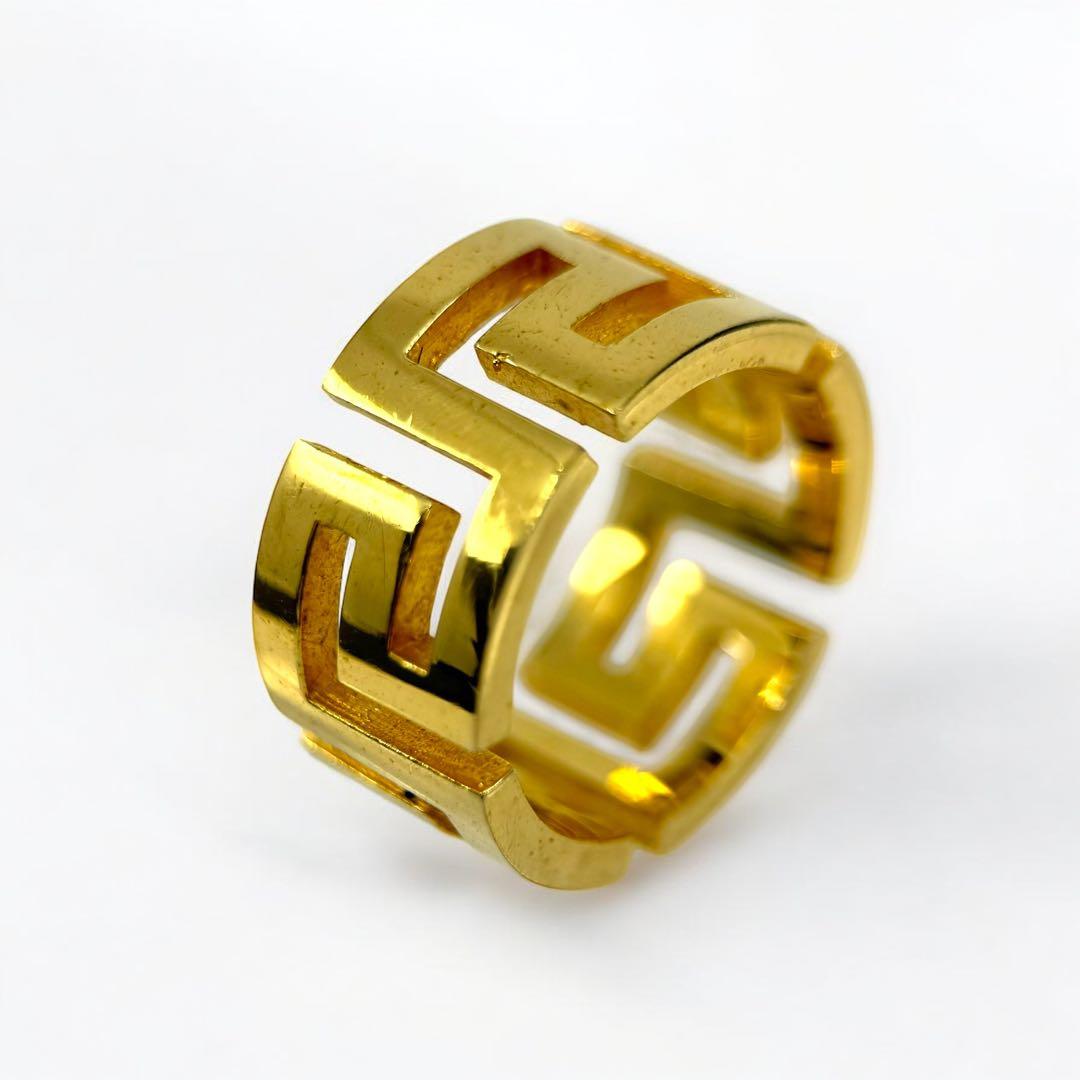 【美品】ヴェルサーチ　グレカ　ゴールド　リング　指輪　ロゴ　刻印