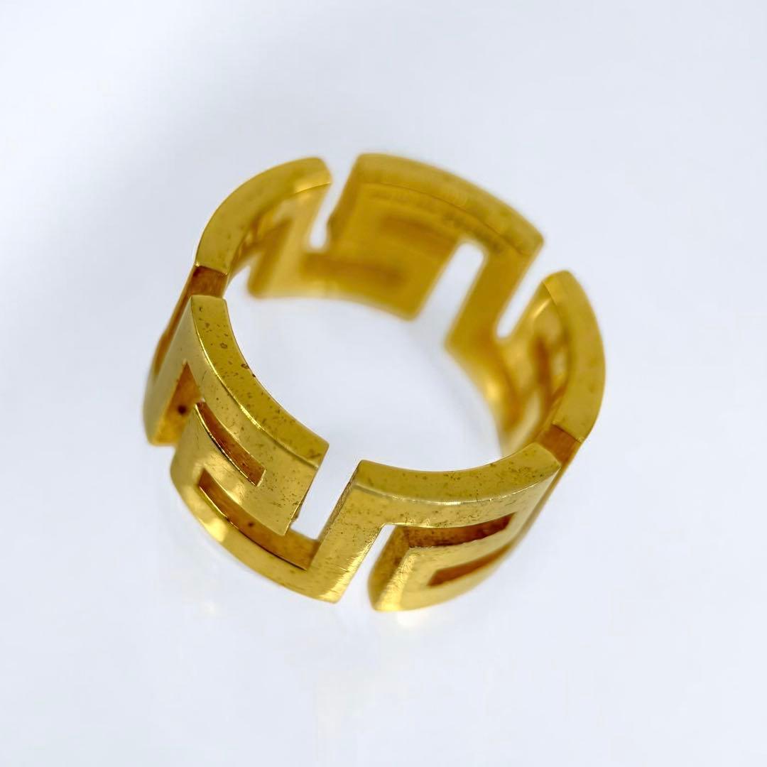 【美品】ヴェルサーチ　グレカ　ゴールド　リング　指輪　ロゴ　刻印