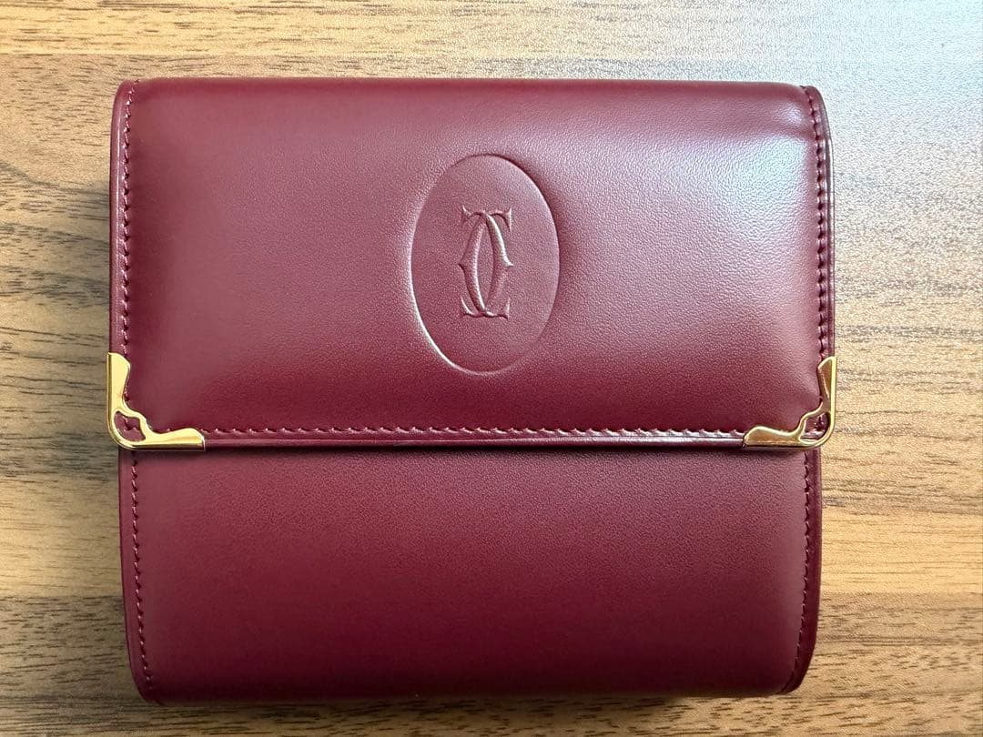 【鑑定済】カルティエ マストライン Wホックサイフ 二つ折り財布