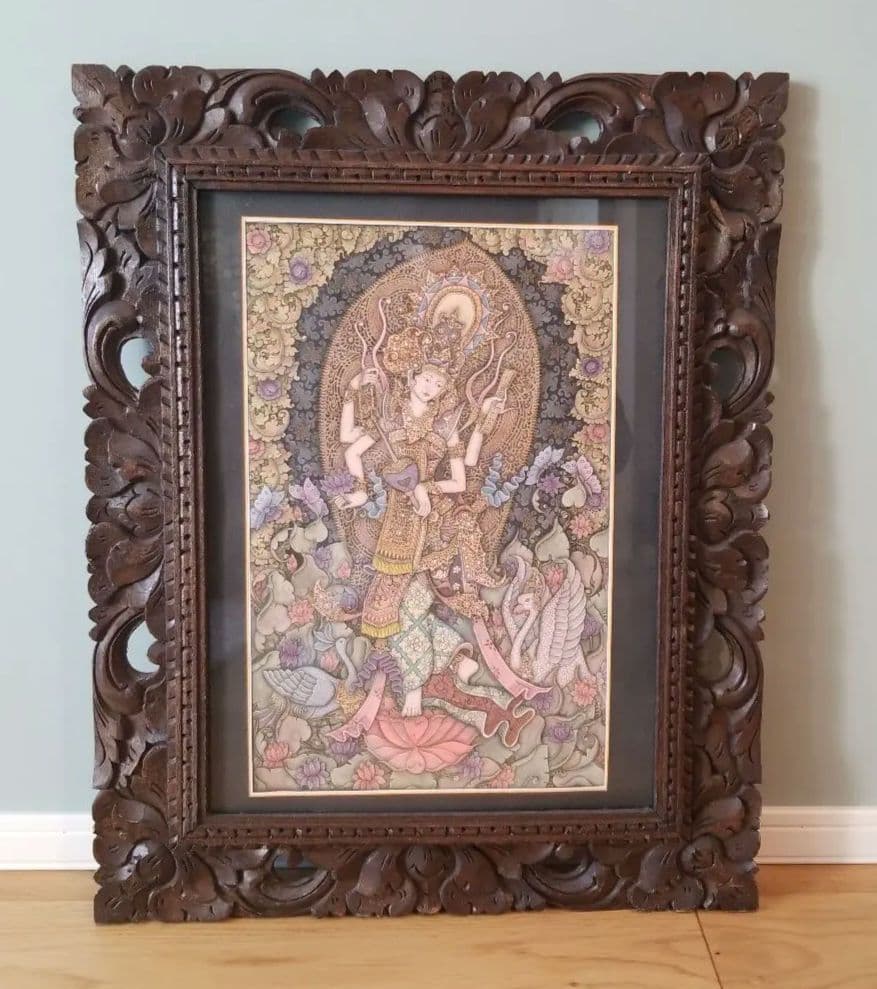 バリ絵画　女神サラスワティ
