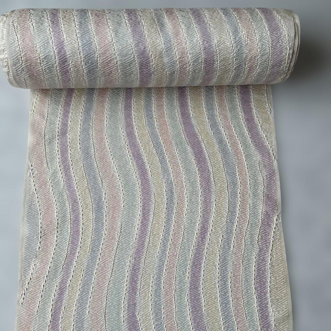 着物反物 絹 100パーセント パステルカラー 絞り小紋 流水柄