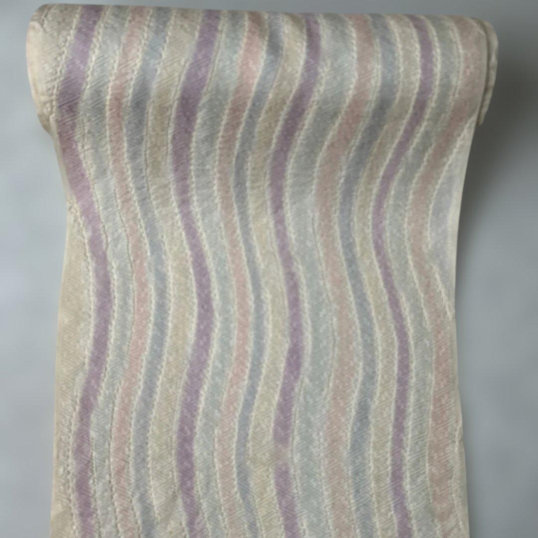 着物反物 絹 100パーセント パステルカラー 絞り小紋 流水柄