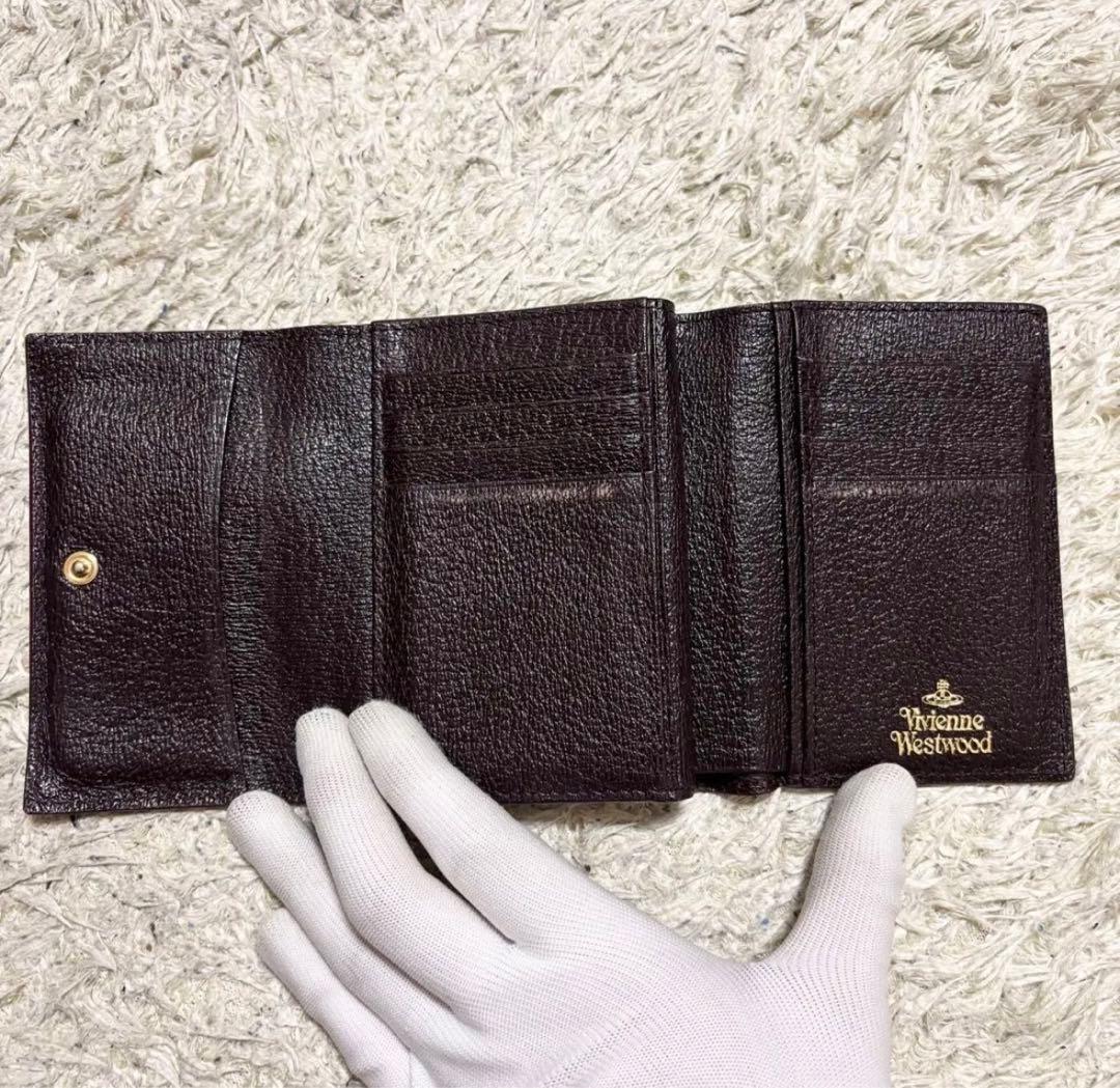 【美品】ヴィヴィアンウエストウッド 財布 3つ折財布　オーブ ブラウン レザー