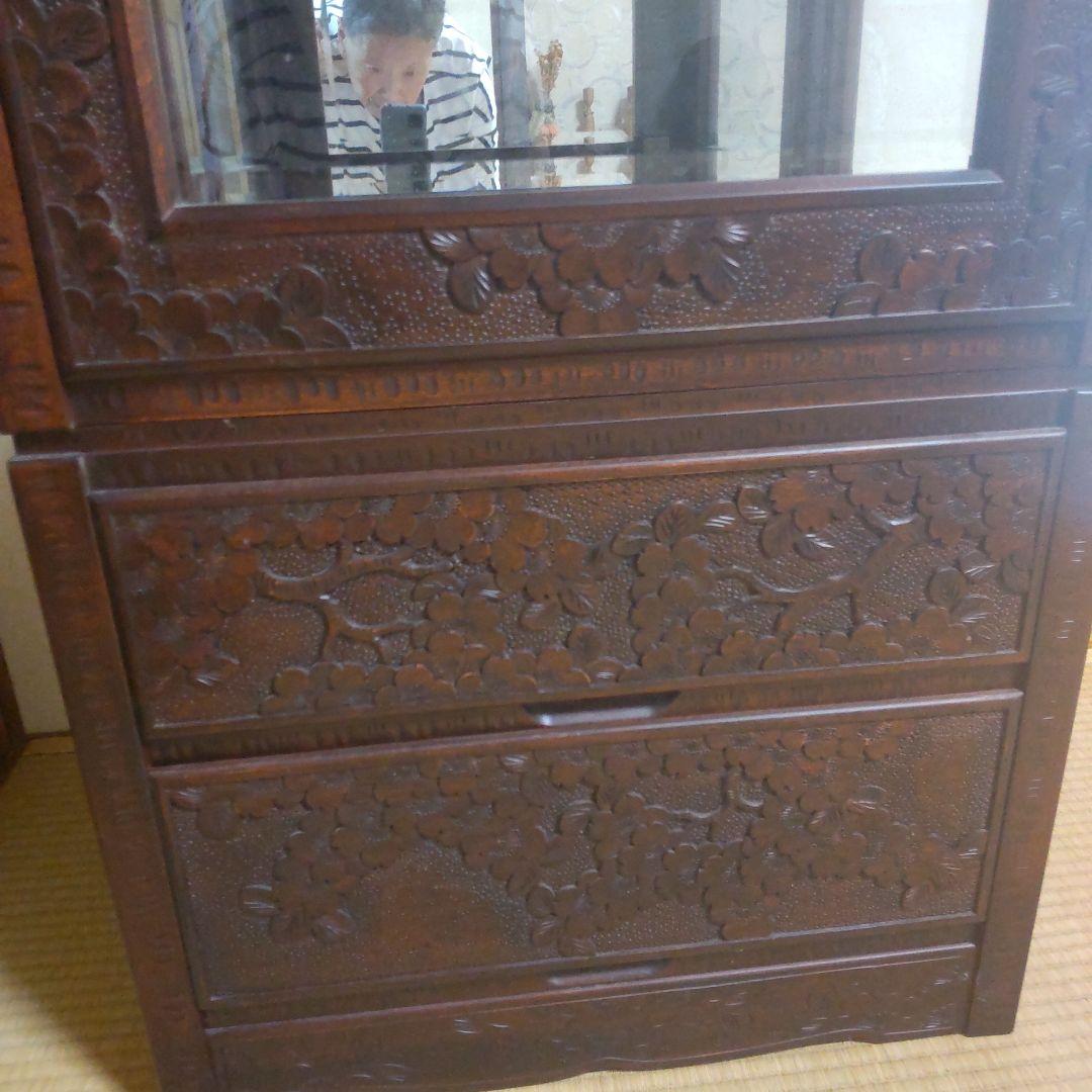 長野県伝統工芸品軽井沢彫り 引出し付きコレクションケース【美品】