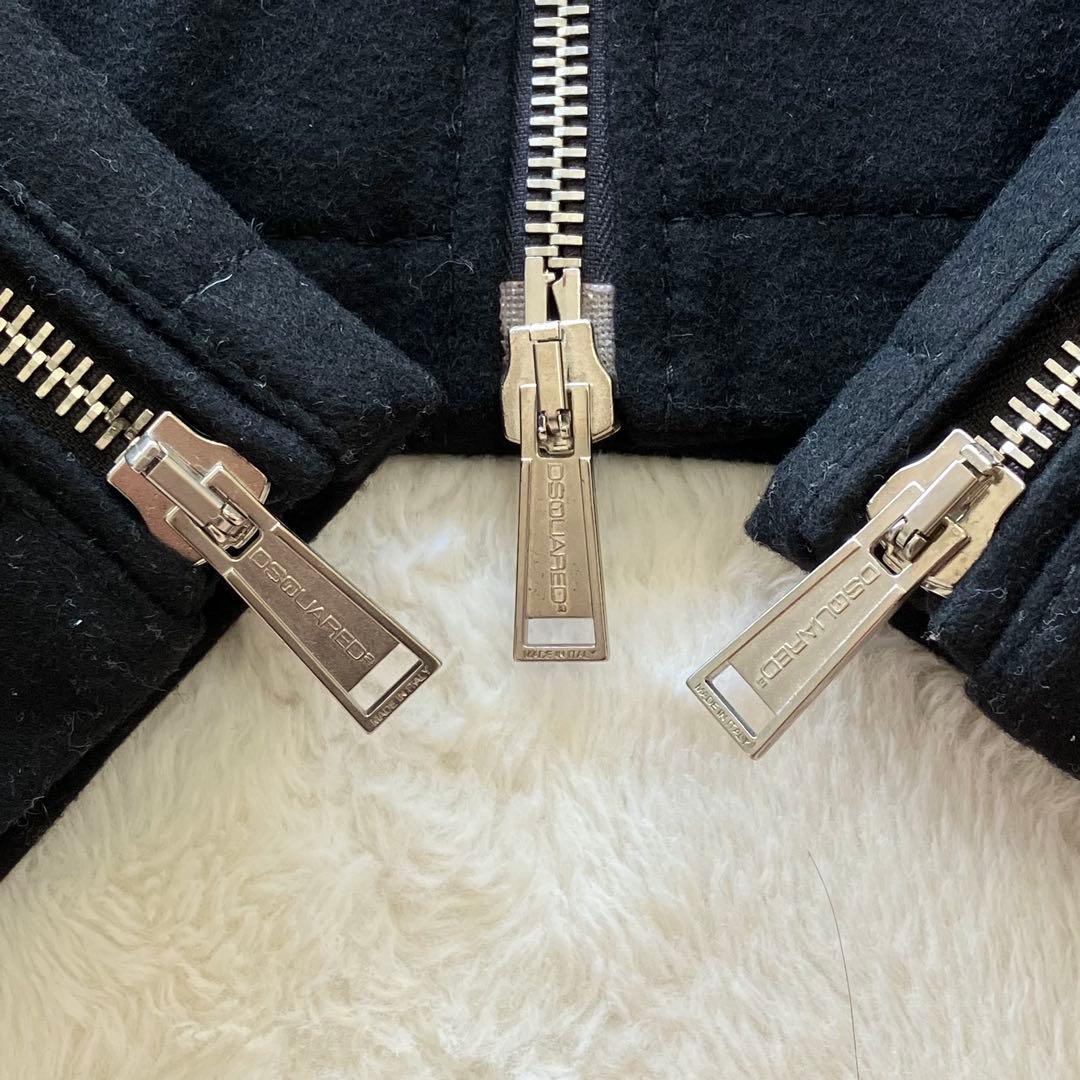 極上品 ディースクエアード ショールカラー ライダースジャケット ブラック 44