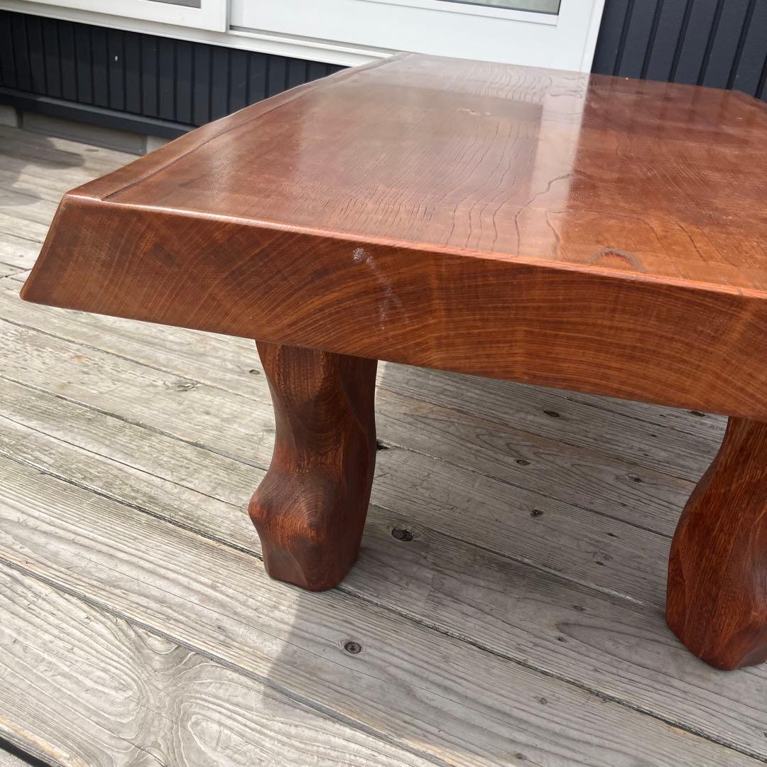 昭和レトロ 木製 天然木 一枚板 脚付き座卓 ちゃぶ台 センターテーブル 古家具