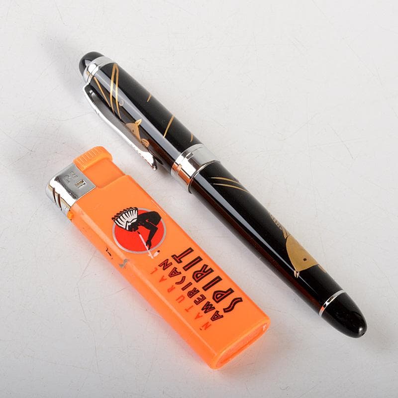 箔飾　高級　蒔絵　金魚文　万年筆　木箱付　V　6025