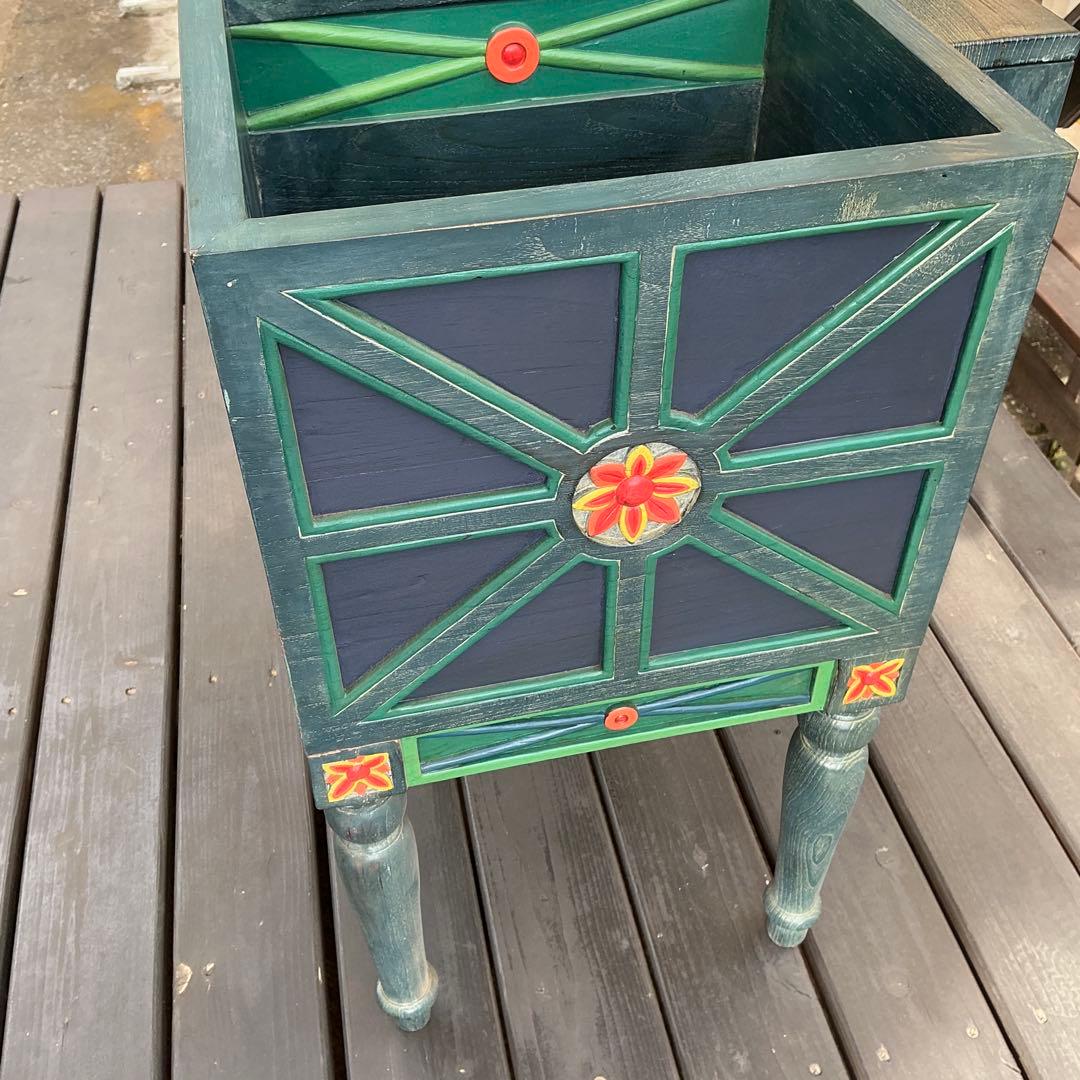 アジアンテイスト　木製収納家具 ソーイングボックス　ティッシュケース