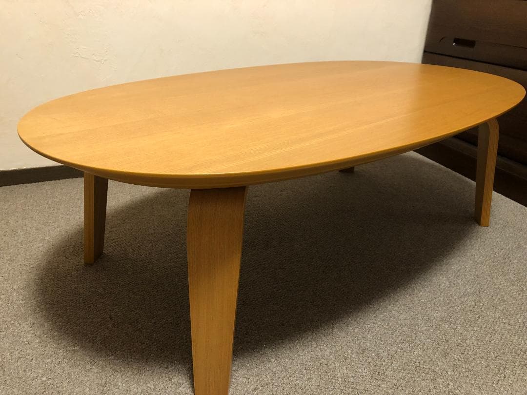 【廃盤品】無印良品楕円こたつ・タモ材曲木脚、ふとん小付き