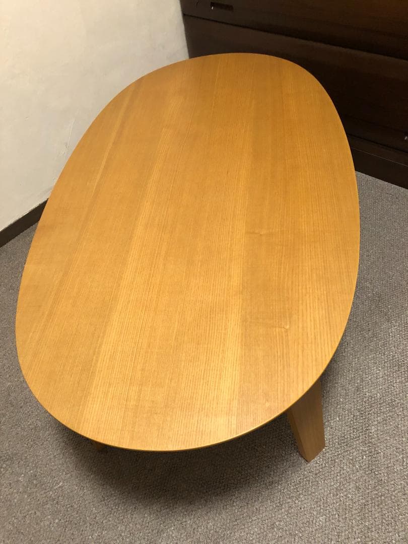 【廃盤品】無印良品楕円こたつ・タモ材曲木脚、ふとん小付き