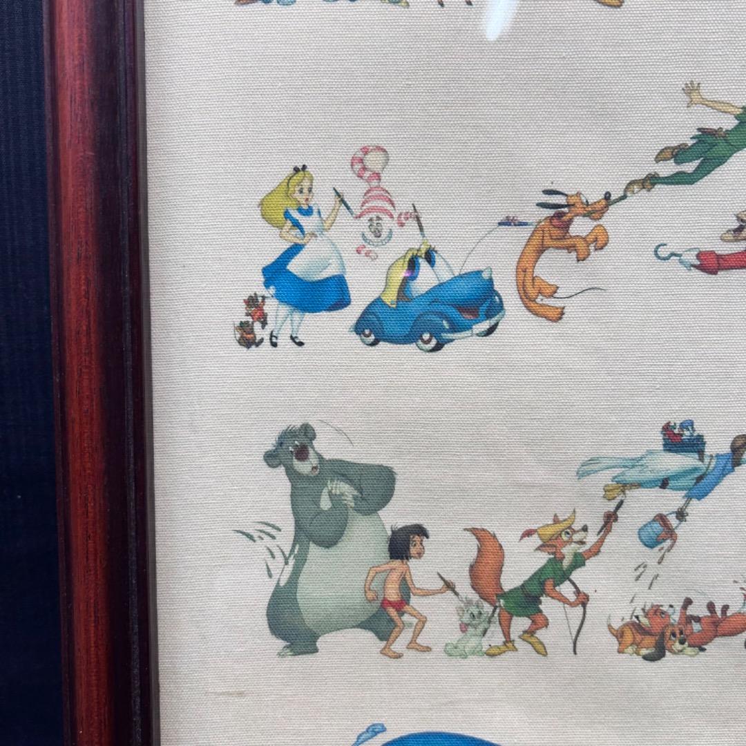 ▽Na右1007 ディズニー 1500枚限定 100周年記念　布ポスター 額装