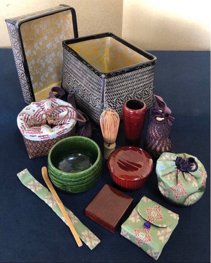 《R》茶道具 蒔絵付 御所籠 在銘 お茶道具付 仕覆付　260120き5