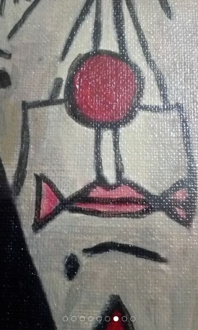 作者不明模写ベルナールビュッフェ赤い背景のクラウン複製画中古F6油彩