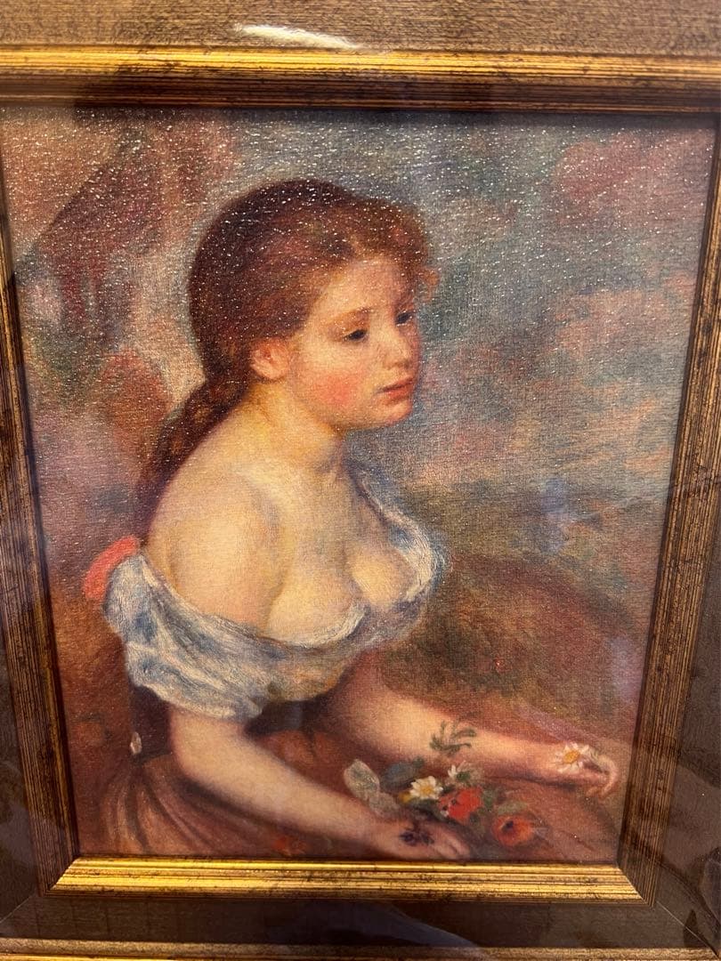 theMET ルノアール RENOIR 花をもつ少女　ヒナギクを持つ少女　額縁付