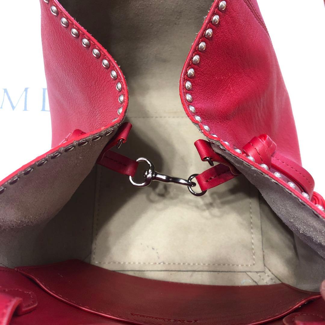 J&M DAVIDSON レッド レザー ショルダーバッグ