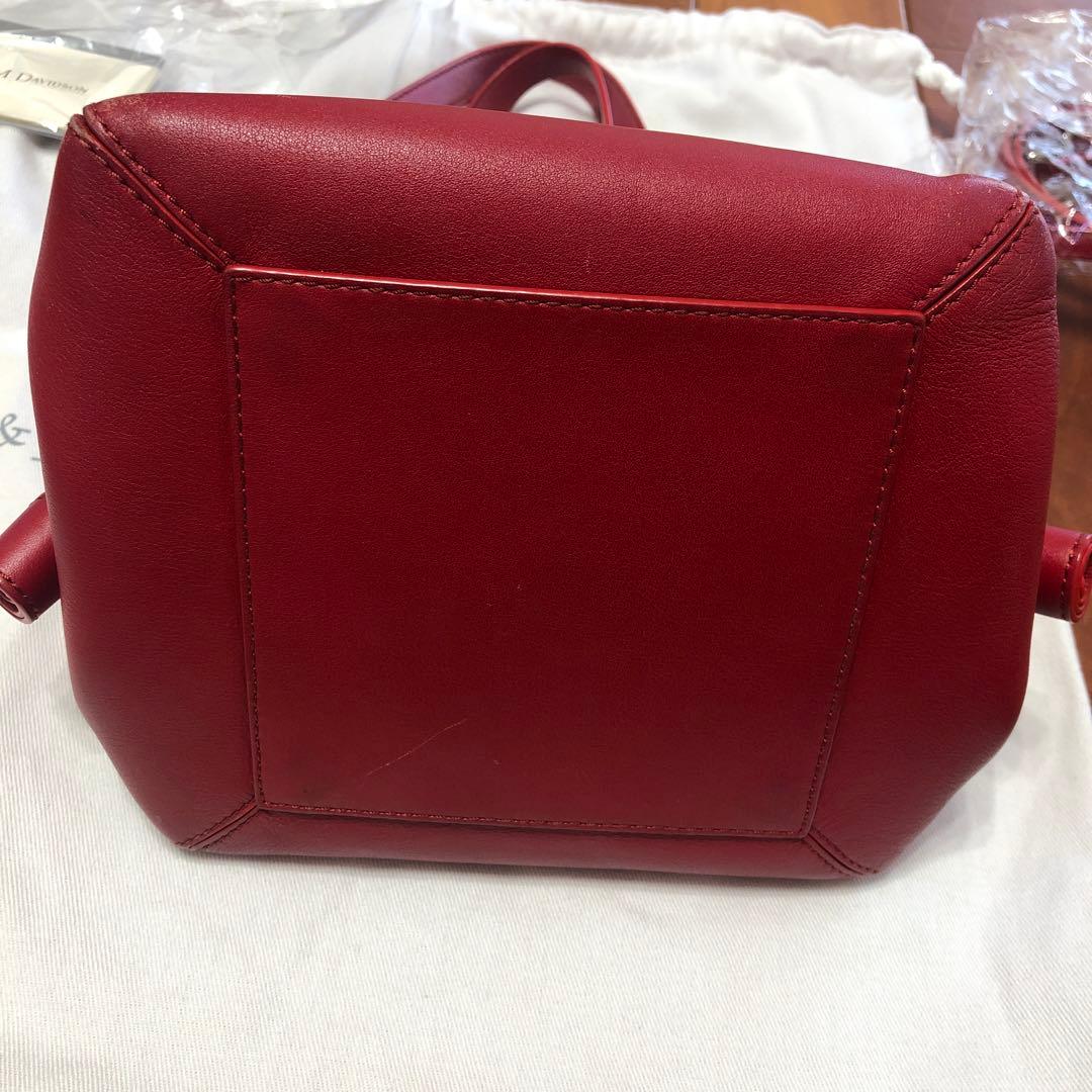 J&M DAVIDSON レッド レザー ショルダーバッグ