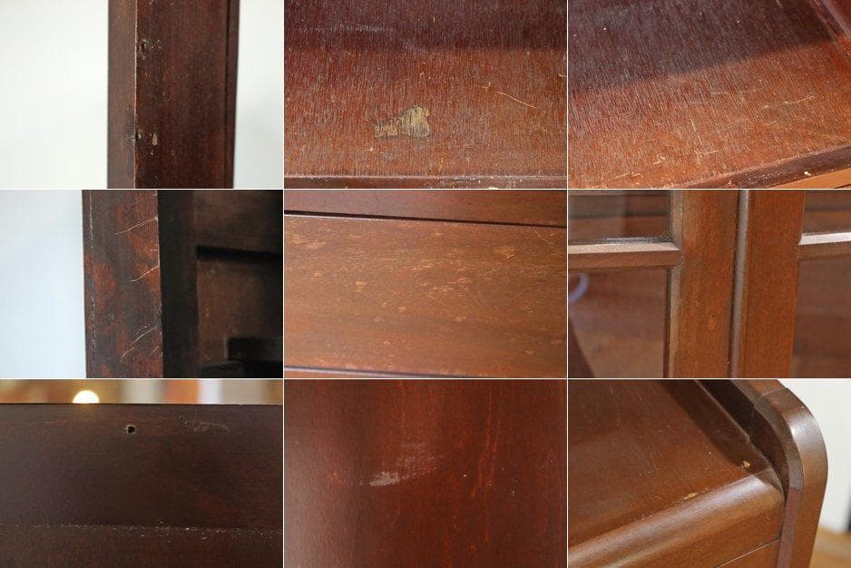 レトロ ガラスキャビネット 本箱 収納 食器棚 ラック 引き出し 抽斗 2杯