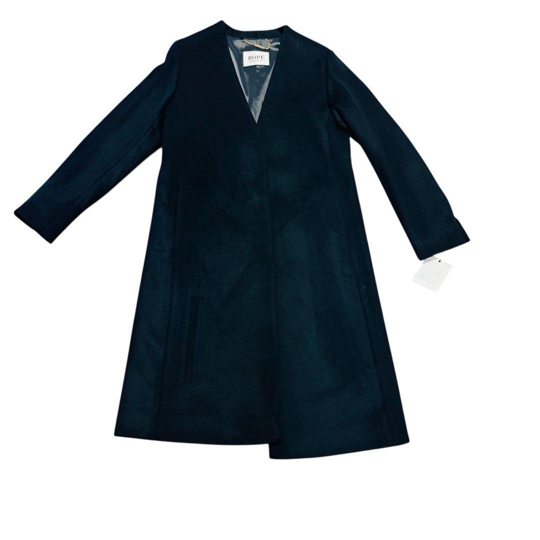 【半額以下！未使用品】 ROPE ロペ ネイビー ノーカラー ロングコート