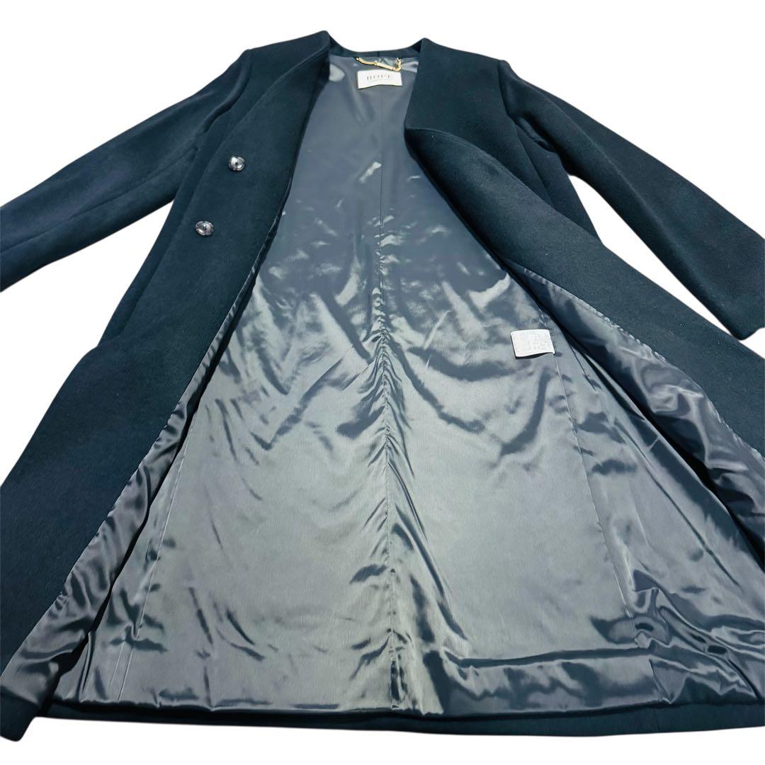 【半額以下！未使用品】 ROPE ロペ ネイビー ノーカラー ロングコート