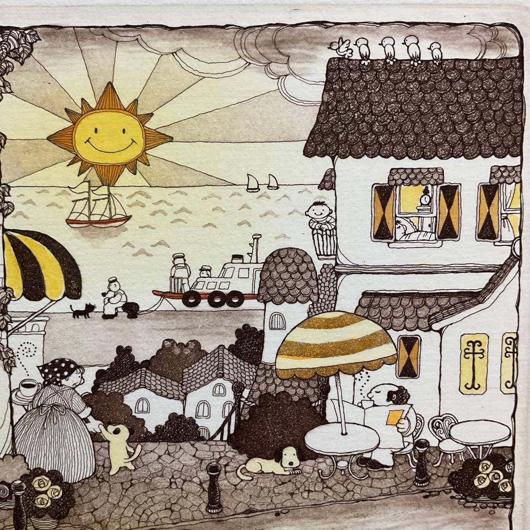 絵画・額縁・版画・上砂 理佳・銅版画・パン屋少年の朝・美術品・インテリア・雑貨
