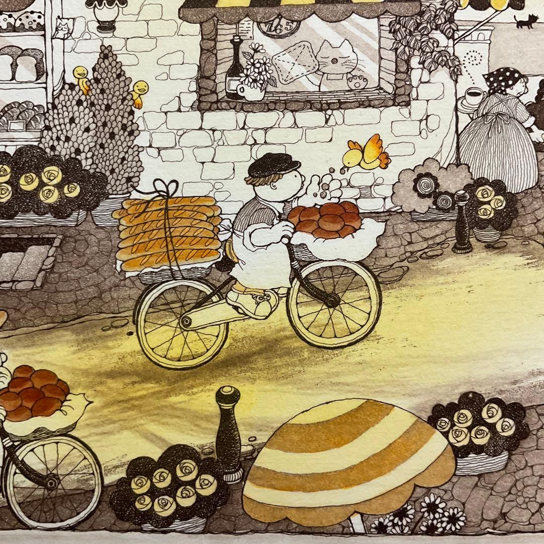 絵画・額縁・版画・上砂 理佳・銅版画・パン屋少年の朝・美術品・インテリア・雑貨