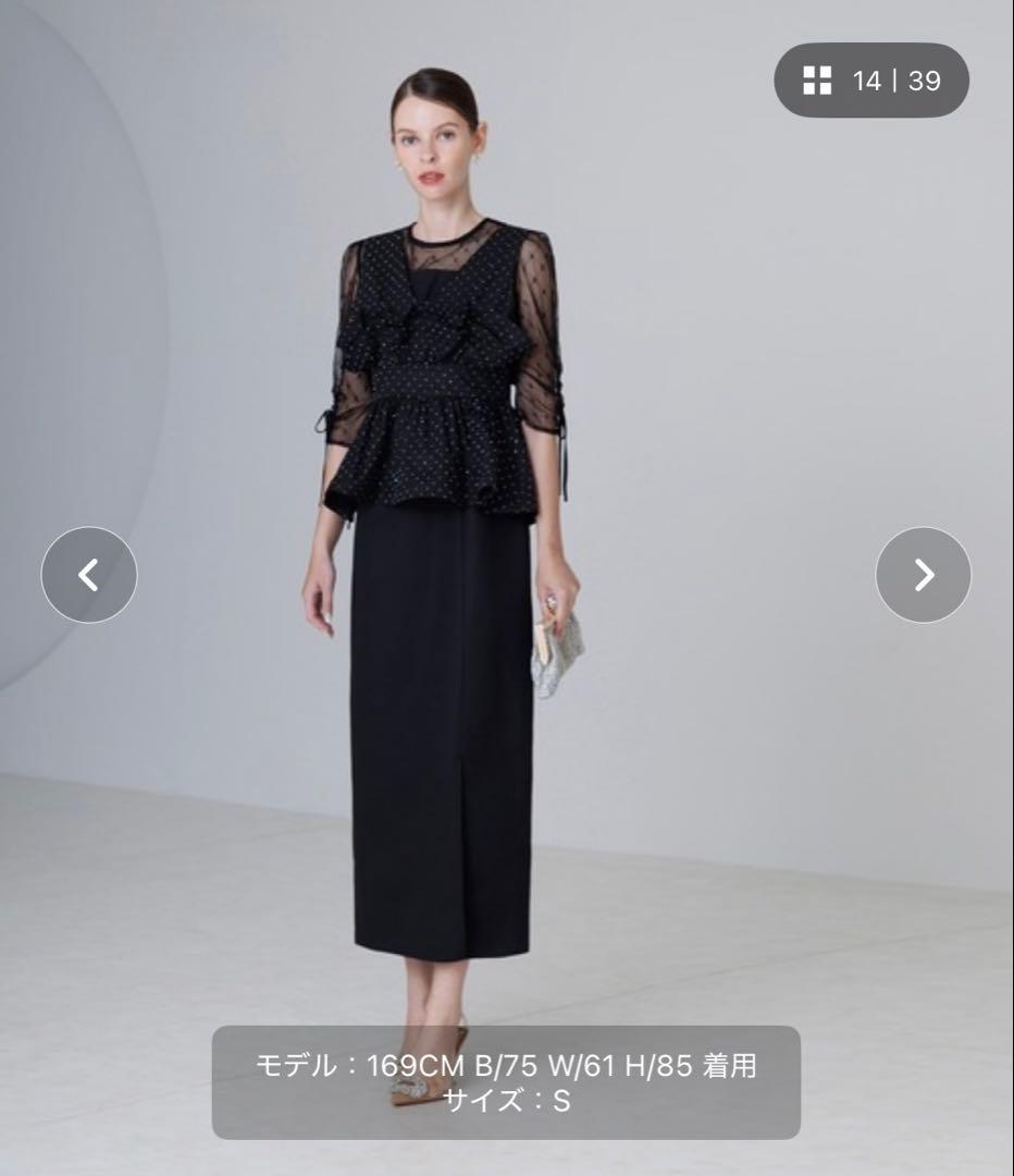 【新品タグ付】レジャ 黒　ドットペプラムチュールドレス　オケージョン　結婚式