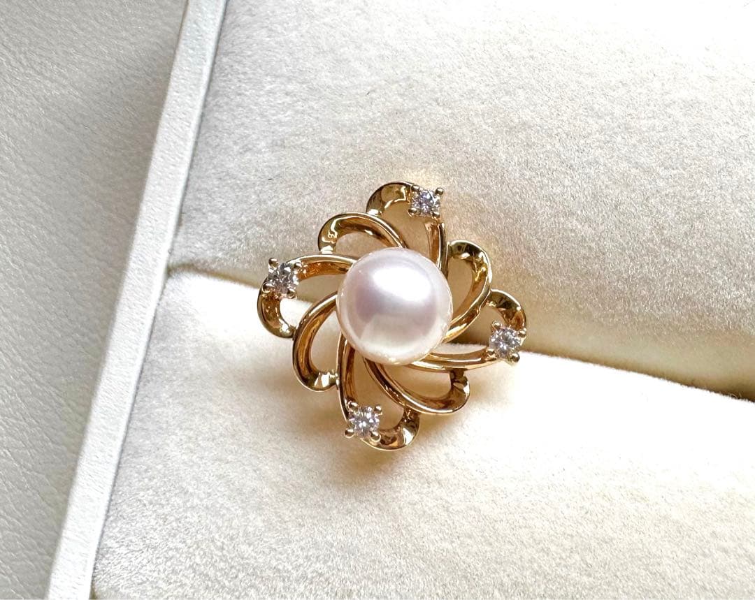 TASAKI アコヤ真珠 ダイヤモンド　ピンブローチ K18