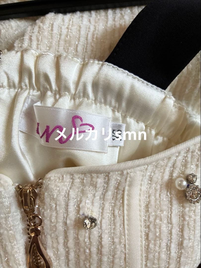 新品　an ツイードドレス　XS フレア　ホワイト　シュガー