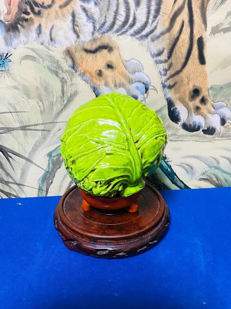 清朝　珍品 中国美術 古玩 乾隆年製 在款 キャベツ レタス 野菜 陶製置物