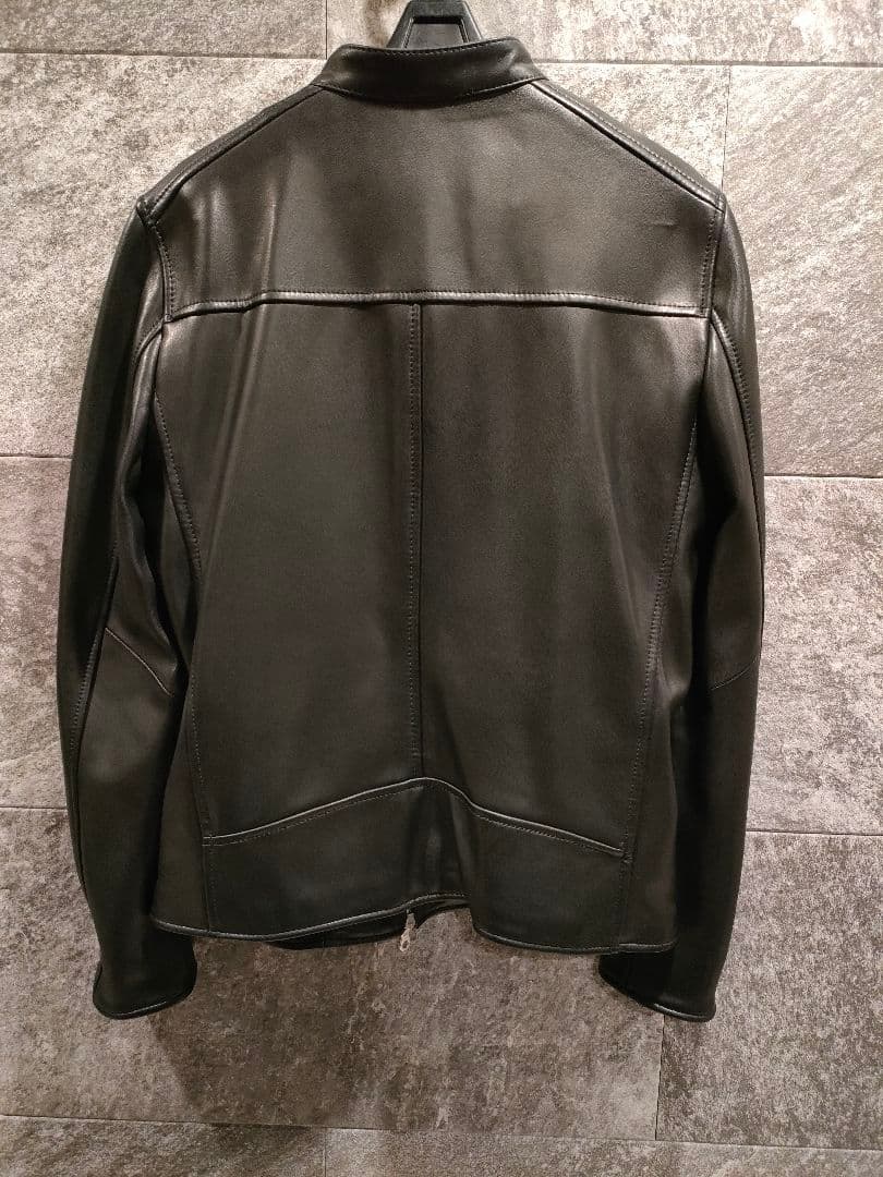 nanouniverse　 ブラック レザー シングルライダースジャケット