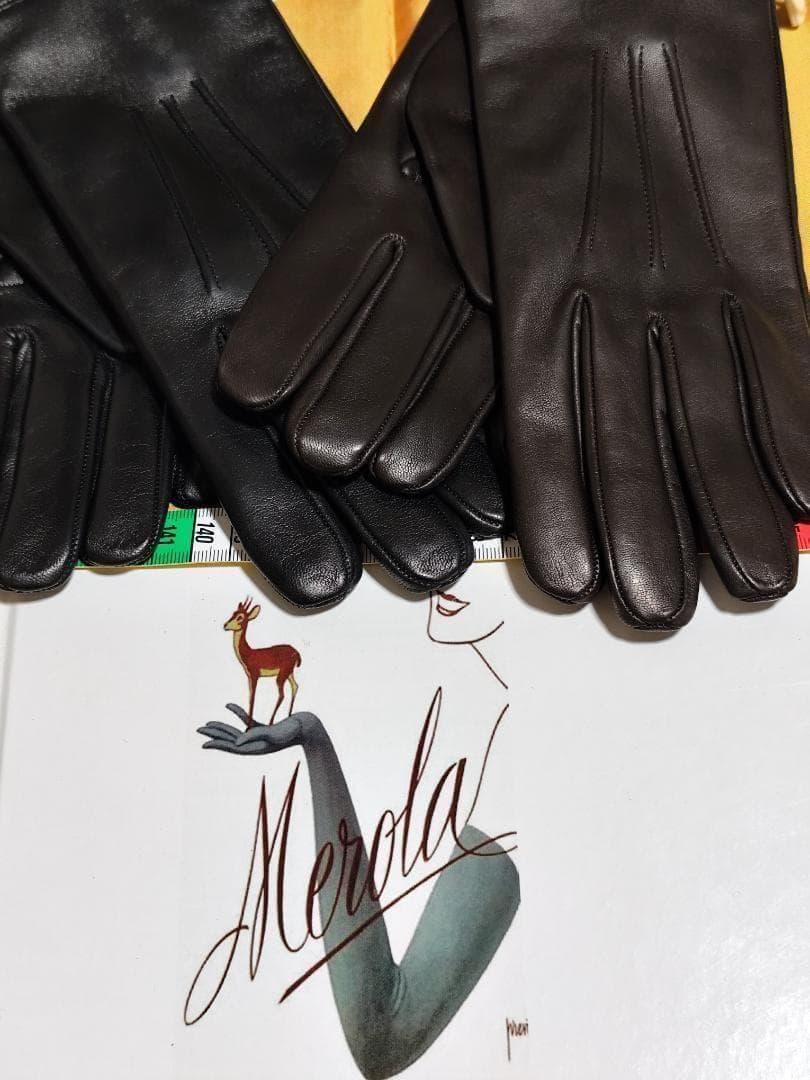 値下げ 今季 メローラ ナッパ焦茶 カシミア黒 革手袋 グローブ MEROLA