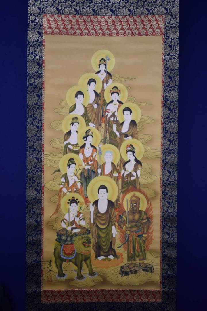 真作/素仙/十三佛図/十三仏図/布袋屋掛軸HG-478