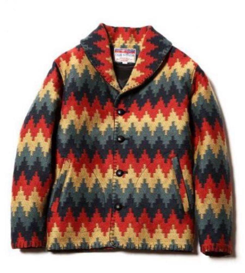★CALEE★メンズ ネイティブ柄ショールカラージャケット